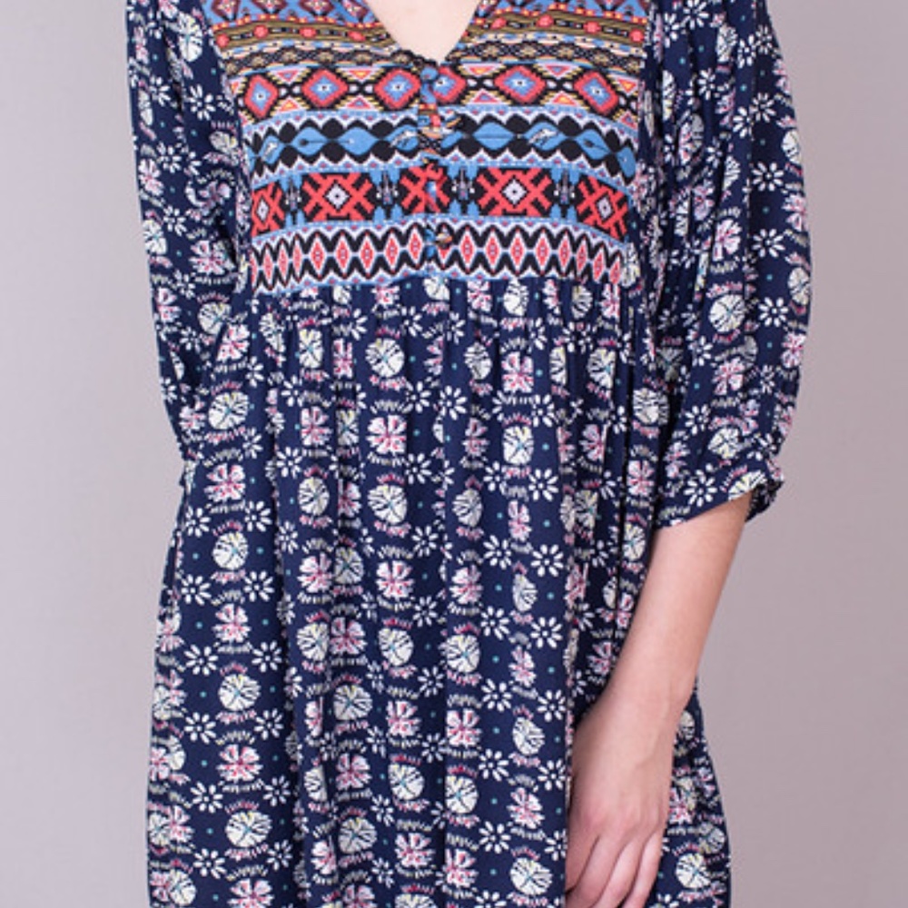Babydoll Dress Tunic - Boho Tribal Aztec Print - Umgee Brand Size: Small (EUC)